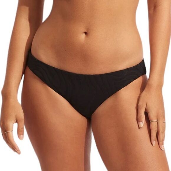 Seafolly Australia Women’s Black Hipster Second Wave Swim Bottoms, Size 10, NWT - Picture 1 of 10